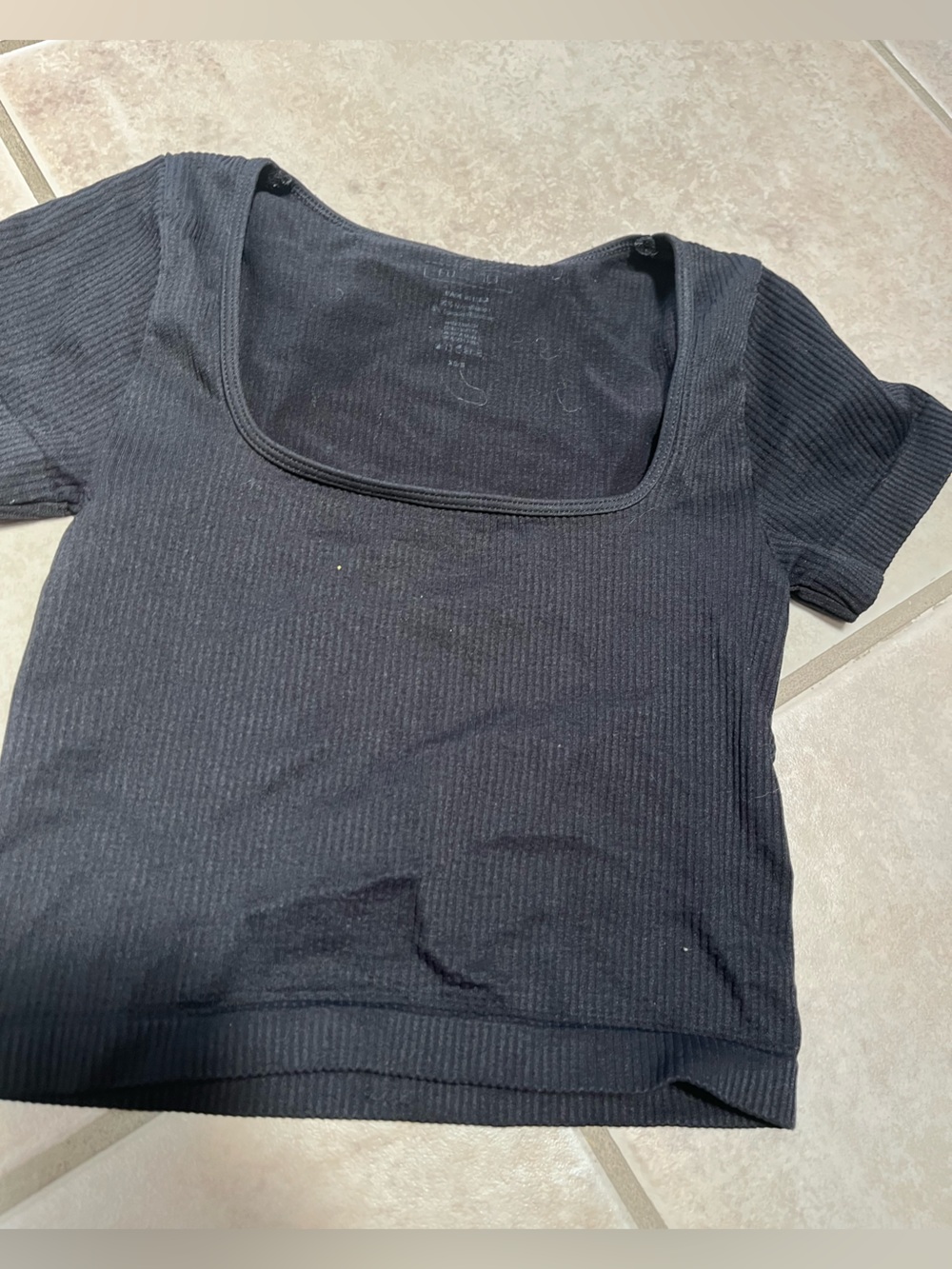 Full Tilt Black Ribbed Scoop Crop Top